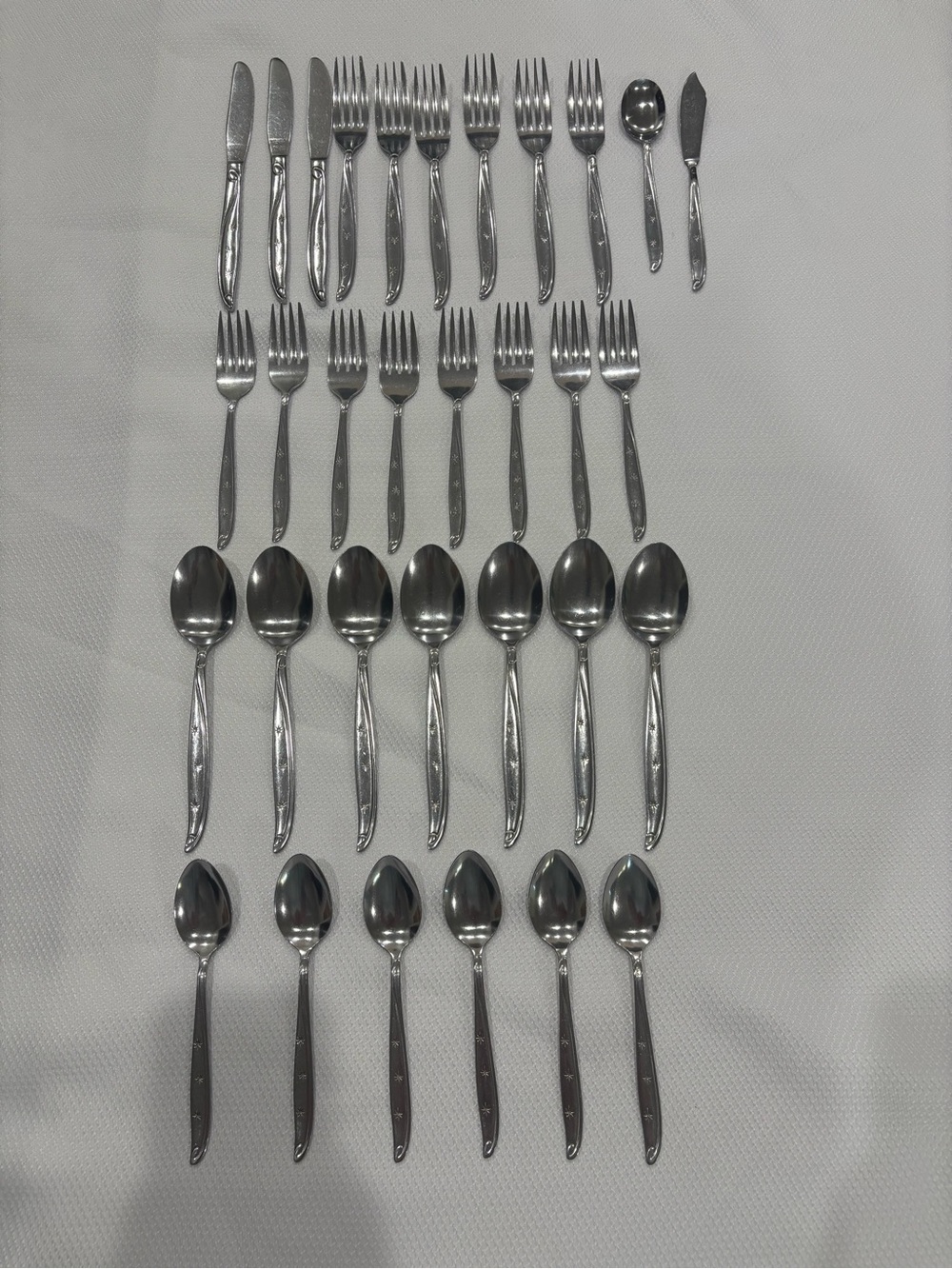 Vintage Castle Court CCS5 Flatware Lot 32 Pc Stainless Mid-Century Modern Atomic